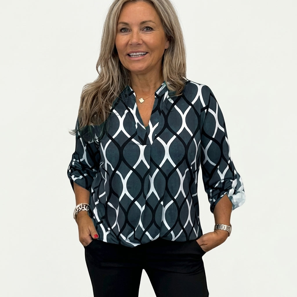 Eleanor Radley | Geometric Print Blouse With V-Neck