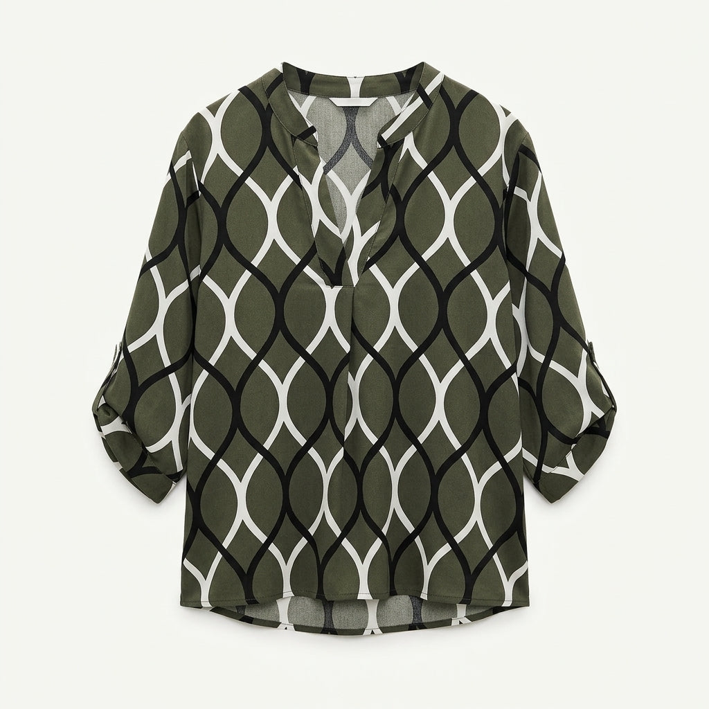 Eleanor Radley | Geometric Print Blouse With V-Neck