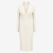 Eleanor Robinson | Ribbed Knit V-Neck Midi Dress