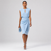 Eleanor Vance | Women's Ruched Midi Dress in Sky Blue