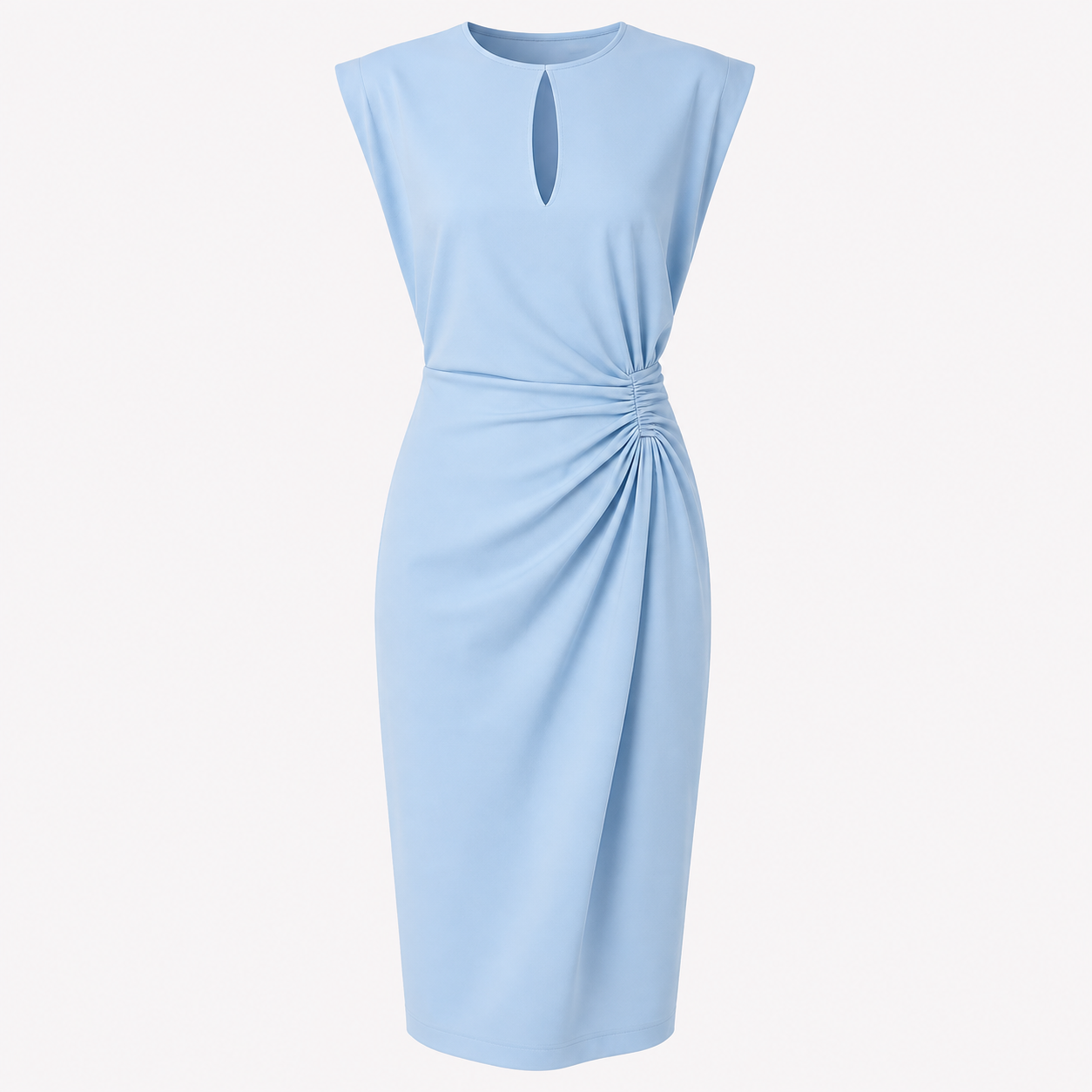 Eleanor Vance | Women's Ruched Midi Dress in Sky Blue