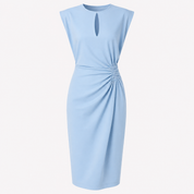 Eleanor Vance | Women's Ruched Midi Dress in Sky Blue