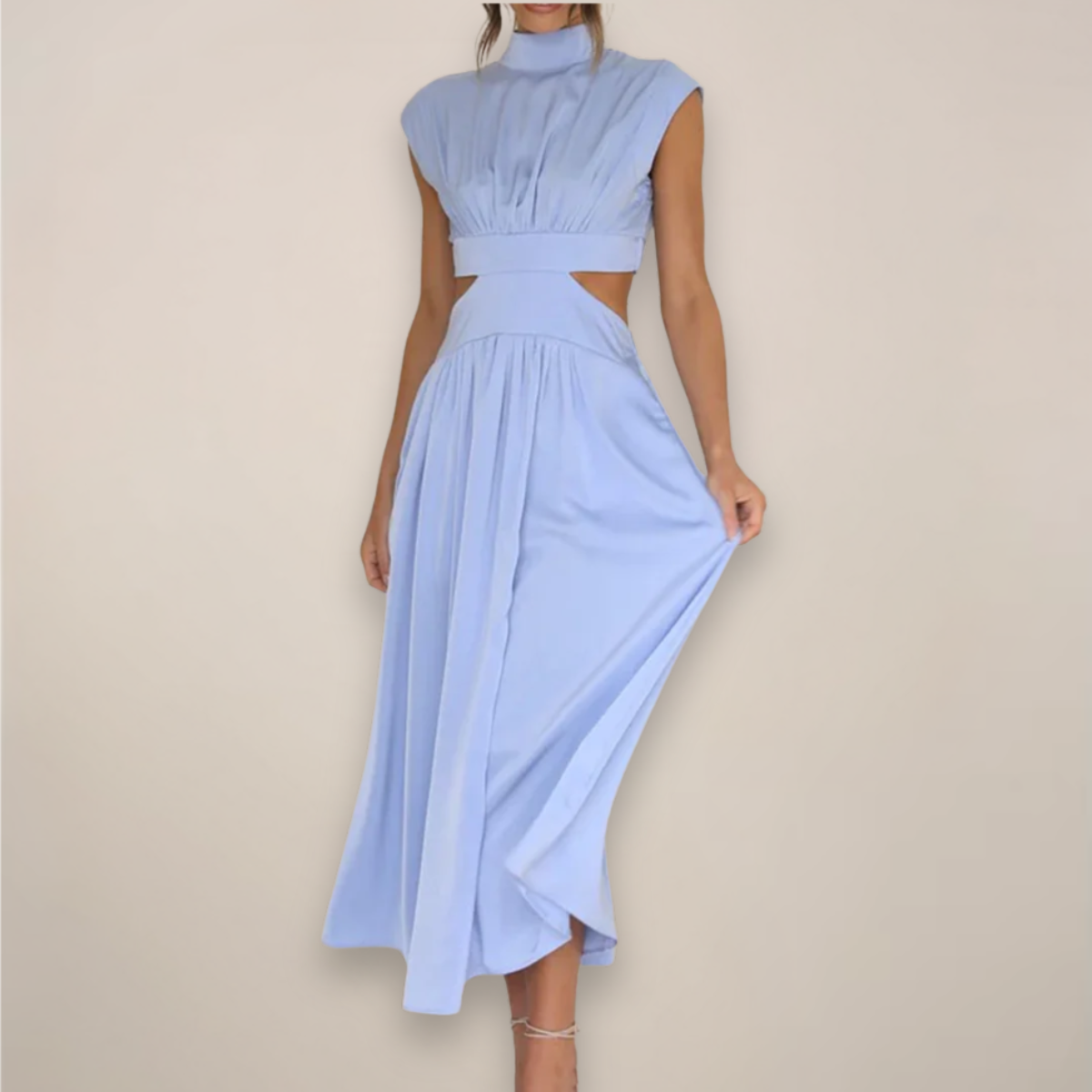 Indira Whitmore | High-Neck Cut-Out Midi Dress
