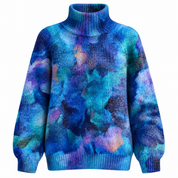 Rosalind Pearce | Blue Tie-Dye Roll Neck Sweater
