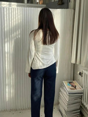 Elena Bellini | Elegant Tie-Front Long Sleeve Top For Women