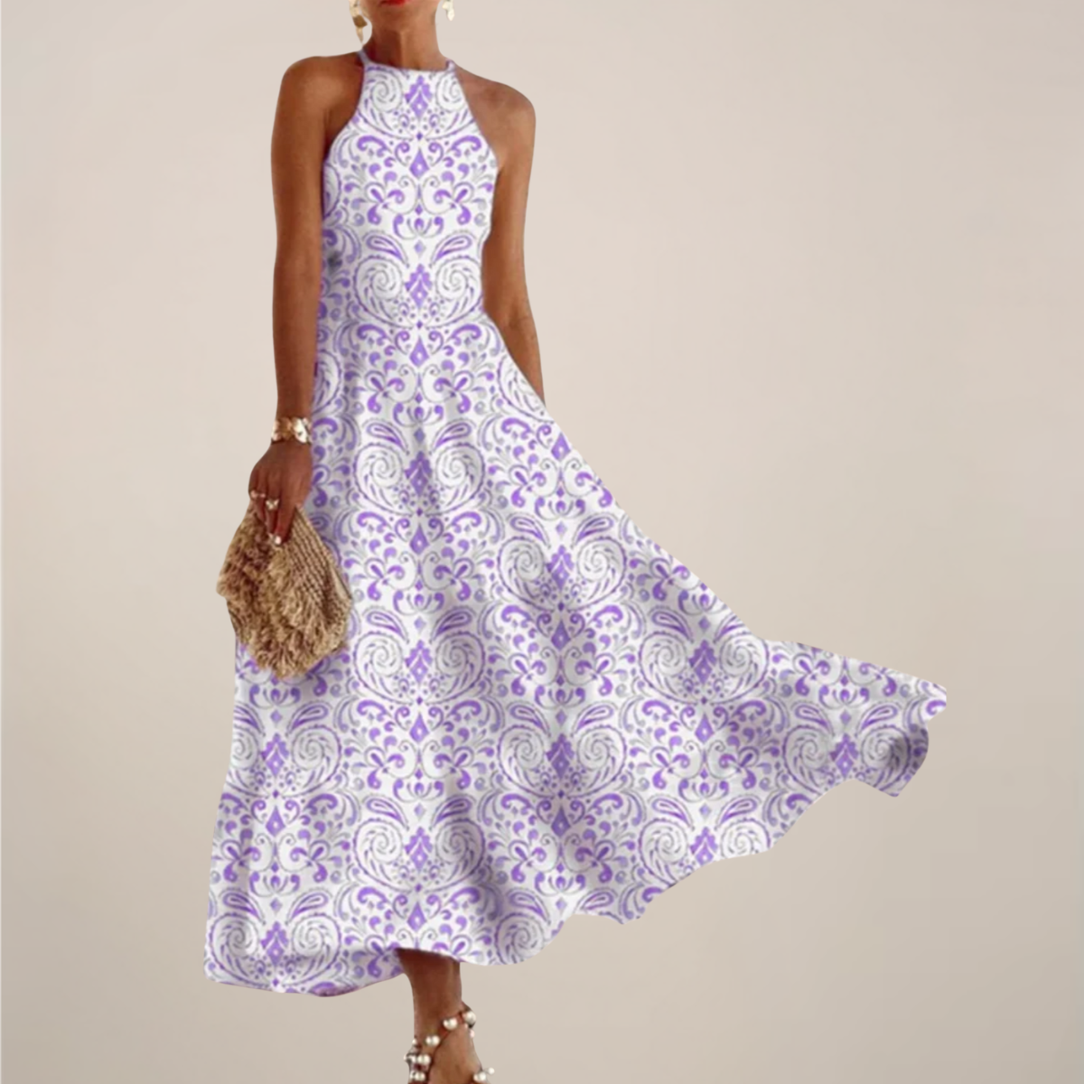 Elise Fontaine | Floral Halter Maxi Dress