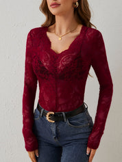 Ella Sutton | Lace Long Sleeve Bodysuit