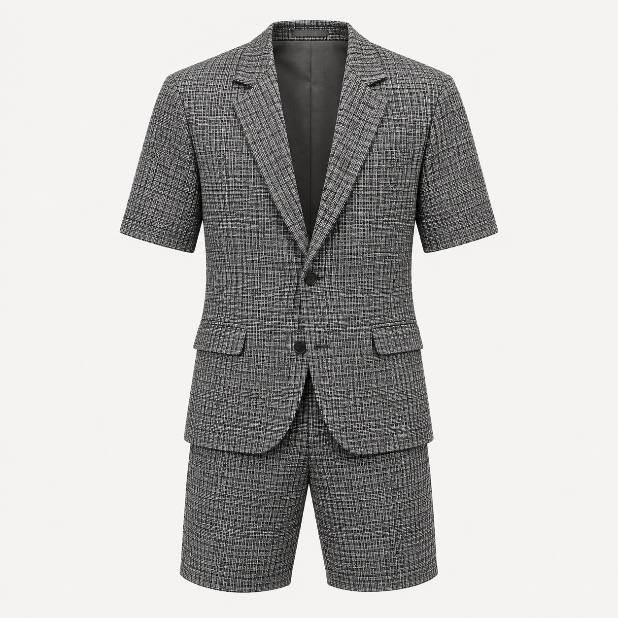 Elliot Barnes | Men's Houndstooth Check Two-Piece Set – Short Sleeve Blazer & Shorts