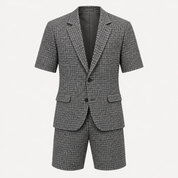 Elliot Barnes | Men's Houndstooth Check Two-Piece Set – Short Sleeve Blazer & Shorts