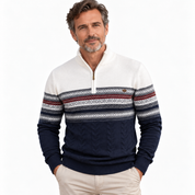Birch Frost | Navy Fair Isle Half-Zip Christmas Jumper For Men