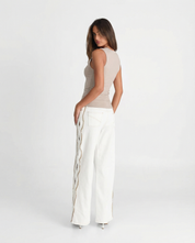 Eloise Castermaine | Smart Casual Vest Top Beige Sleeveless Tailored Button Front