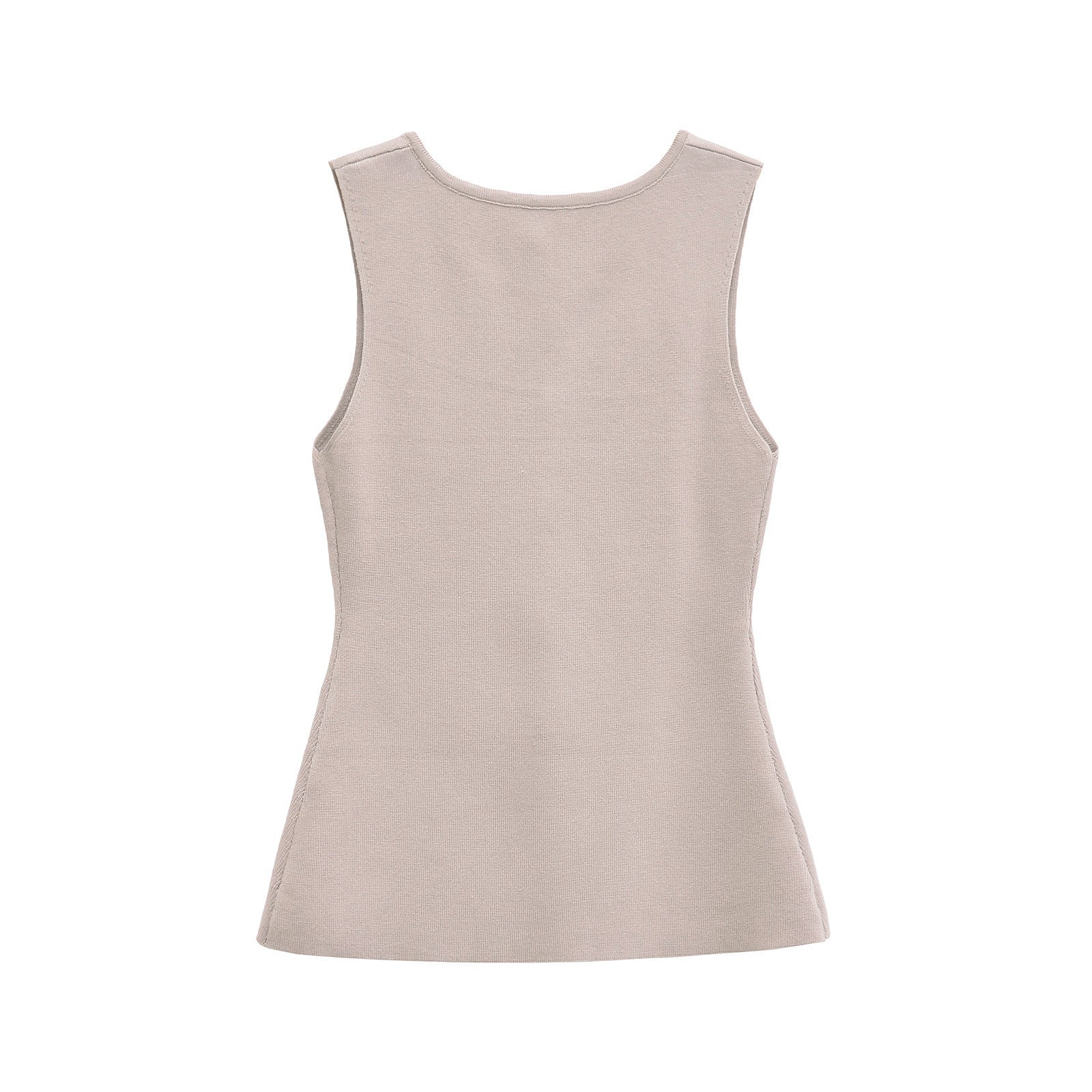 Eloise Castermaine | Smart Casual Vest Top Beige Sleeveless Tailored Button Front