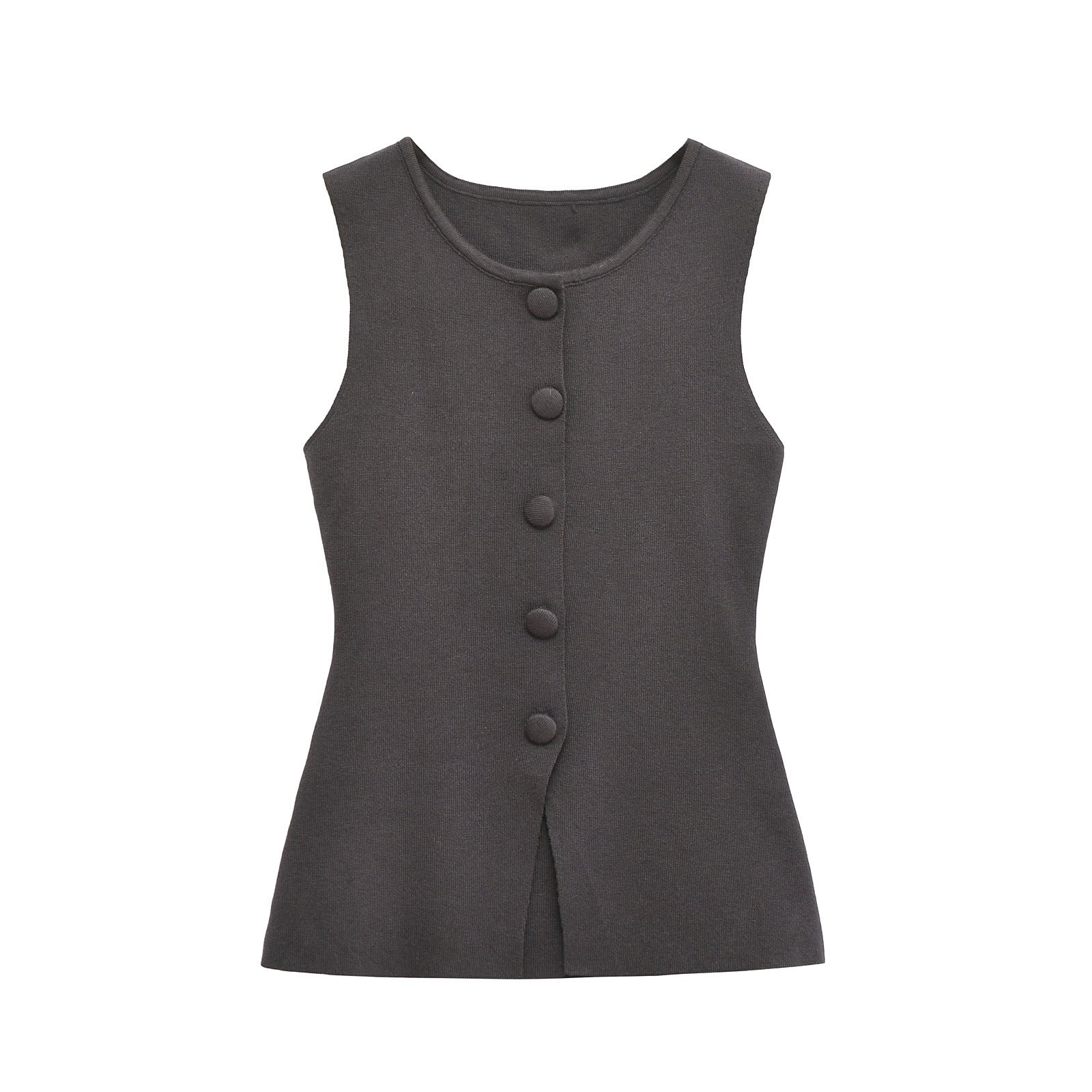 Eloise Castermaine | Smart Casual Vest Top Beige Sleeveless Tailored Button Front