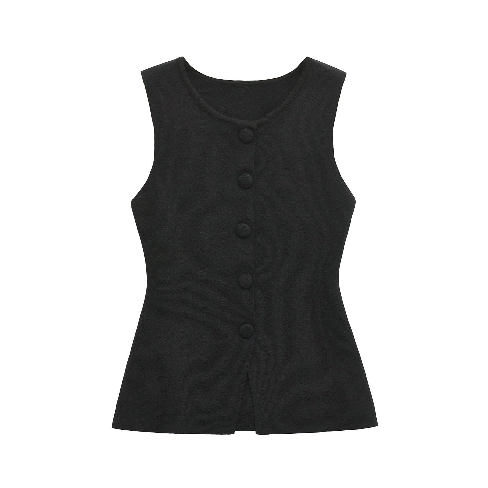 Eloise Castermaine | Smart Casual Vest Top Beige Sleeveless Tailored Button Front