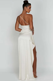 Elowen Duvall | Women’s Asymmetric Evening Maxi Dress – Elegant Gown with High Split