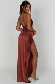 Elowen Duvall | Women’s Asymmetric Evening Maxi Dress – Elegant Gown with High Split