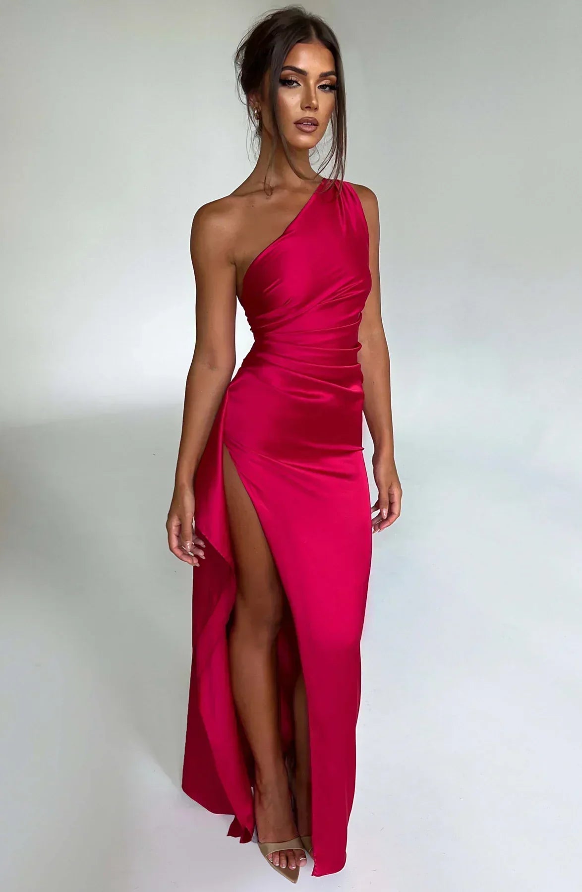 Elowen Duvall | Women’s Asymmetric Evening Maxi Dress – Elegant Gown with High Split