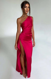 Elowen Duvall | Women’s Asymmetric Evening Maxi Dress – Elegant Gown with High Split