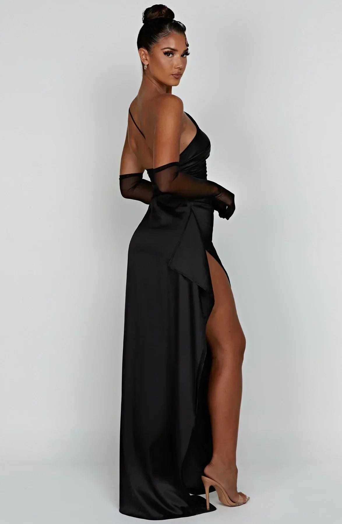 Elowen Duvall | Women’s Asymmetric Evening Maxi Dress – Elegant Gown with High Split