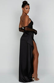 Elowen Duvall | Women’s Asymmetric Evening Maxi Dress – Elegant Gown with High Split