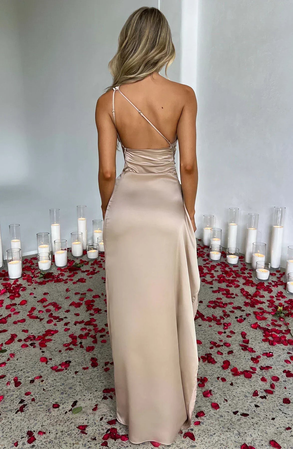 Elowen Duvall | Women’s Asymmetric Evening Maxi Dress – Elegant Gown with High Split