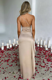 Elowen Duvall | Women’s Asymmetric Evening Maxi Dress – Elegant Gown with High Split