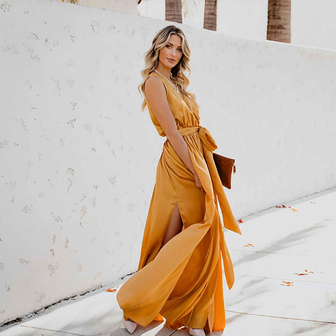 Elowen Sinclair | Satin Tie-Waist Maxi Wedding Dress