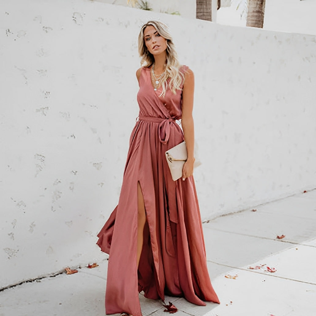 Elowen Sinclair | Satin Tie-Waist Maxi Wedding Dress