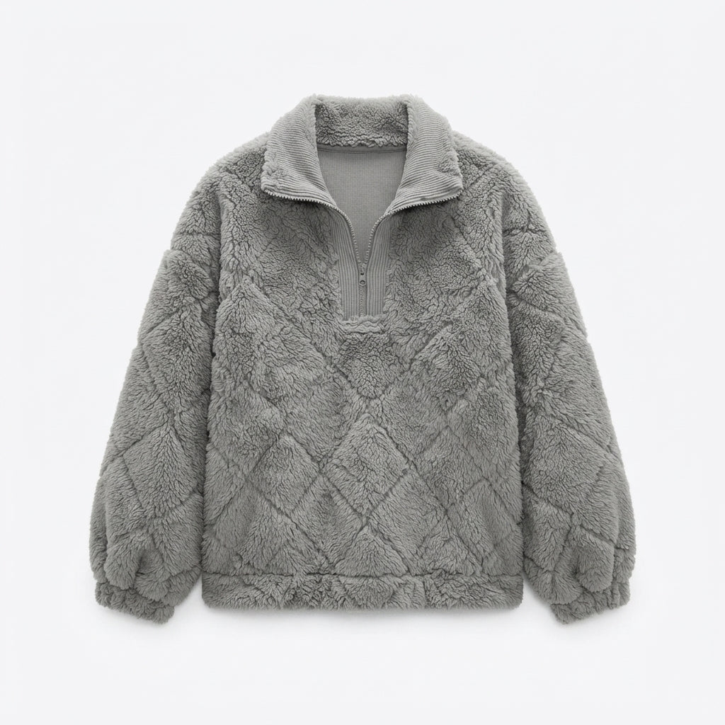Elspeth Fairholm | Textured Fleece Pullover With Zip Collar