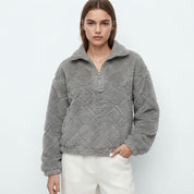 Elspeth Fairholm | Textured Fleece Pullover With Zip Collar