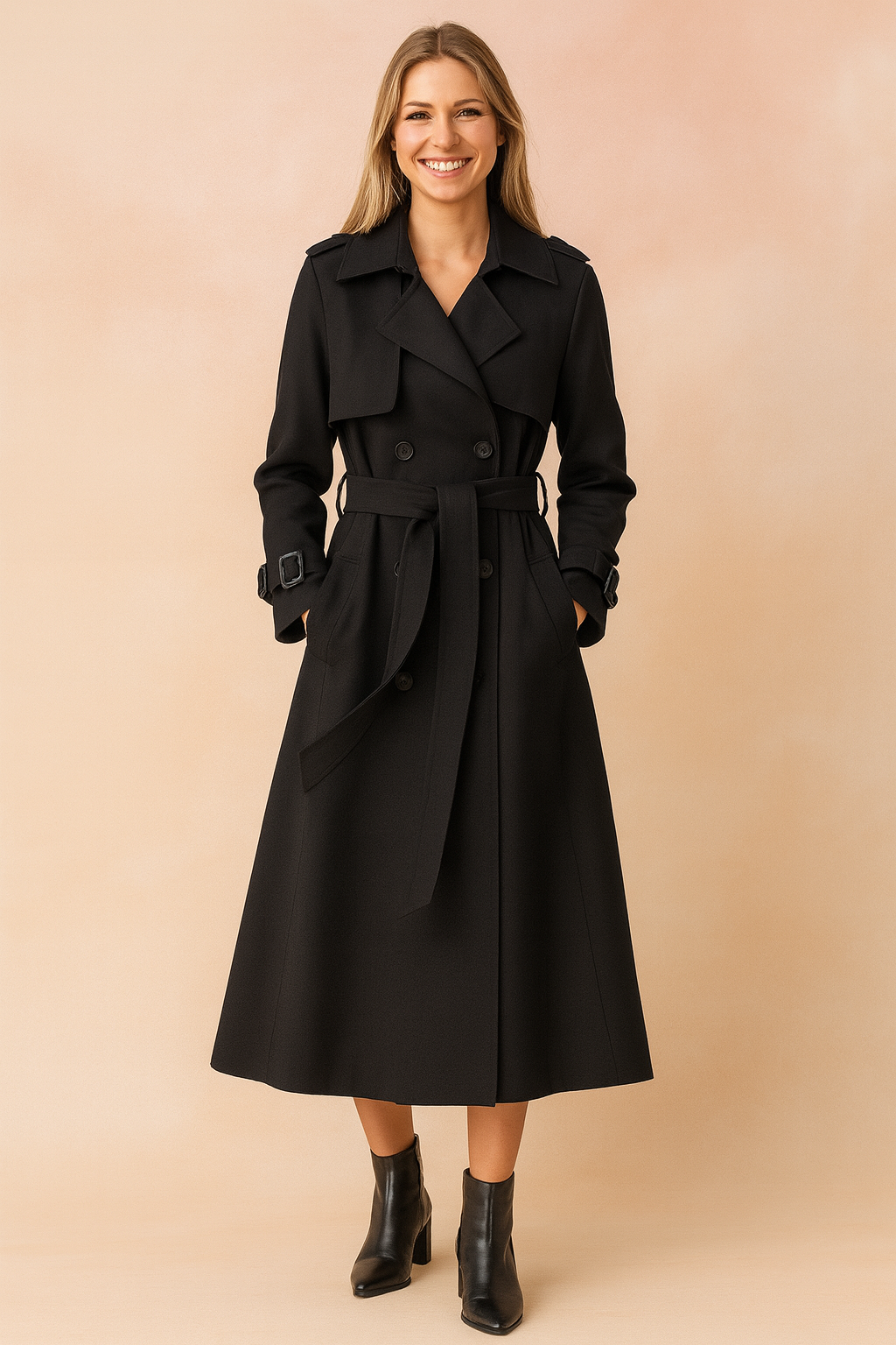 Arabella Forsythe | Belted Trench Coat Longline Wool-Blend