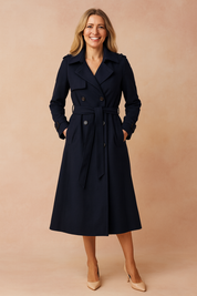 Arabella Forsythe | Belted Trench Coat Longline Wool-Blend