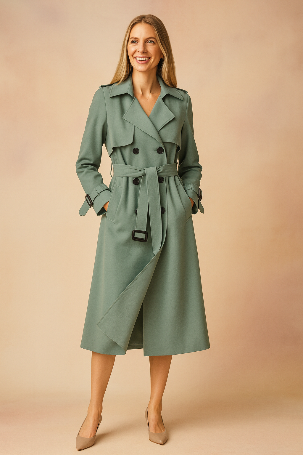 Arabella Forsythe | Belted Trench Coat Longline Wool-Blend