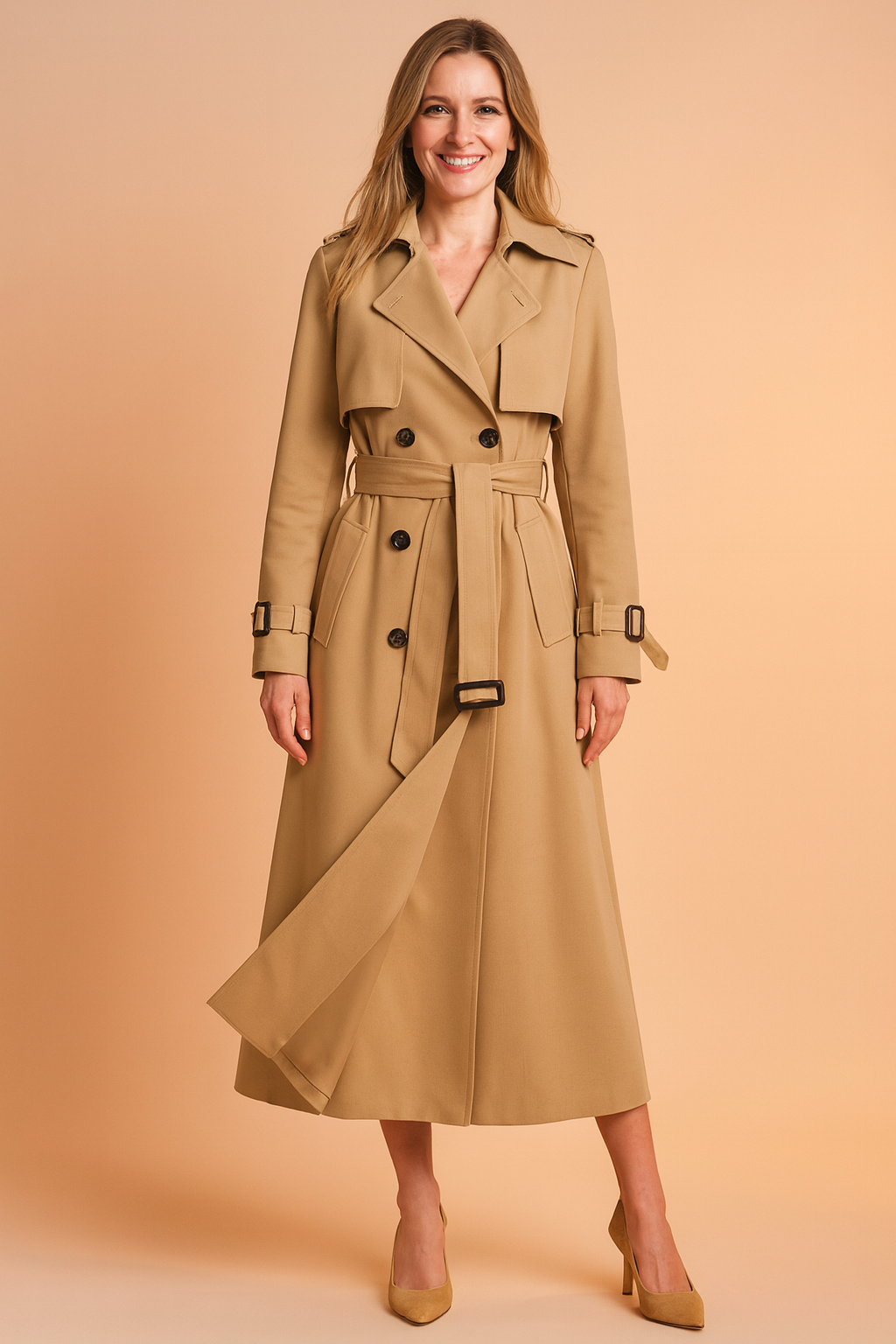 Arabella Forsythe | Belted Trench Coat Longline Wool-Blend