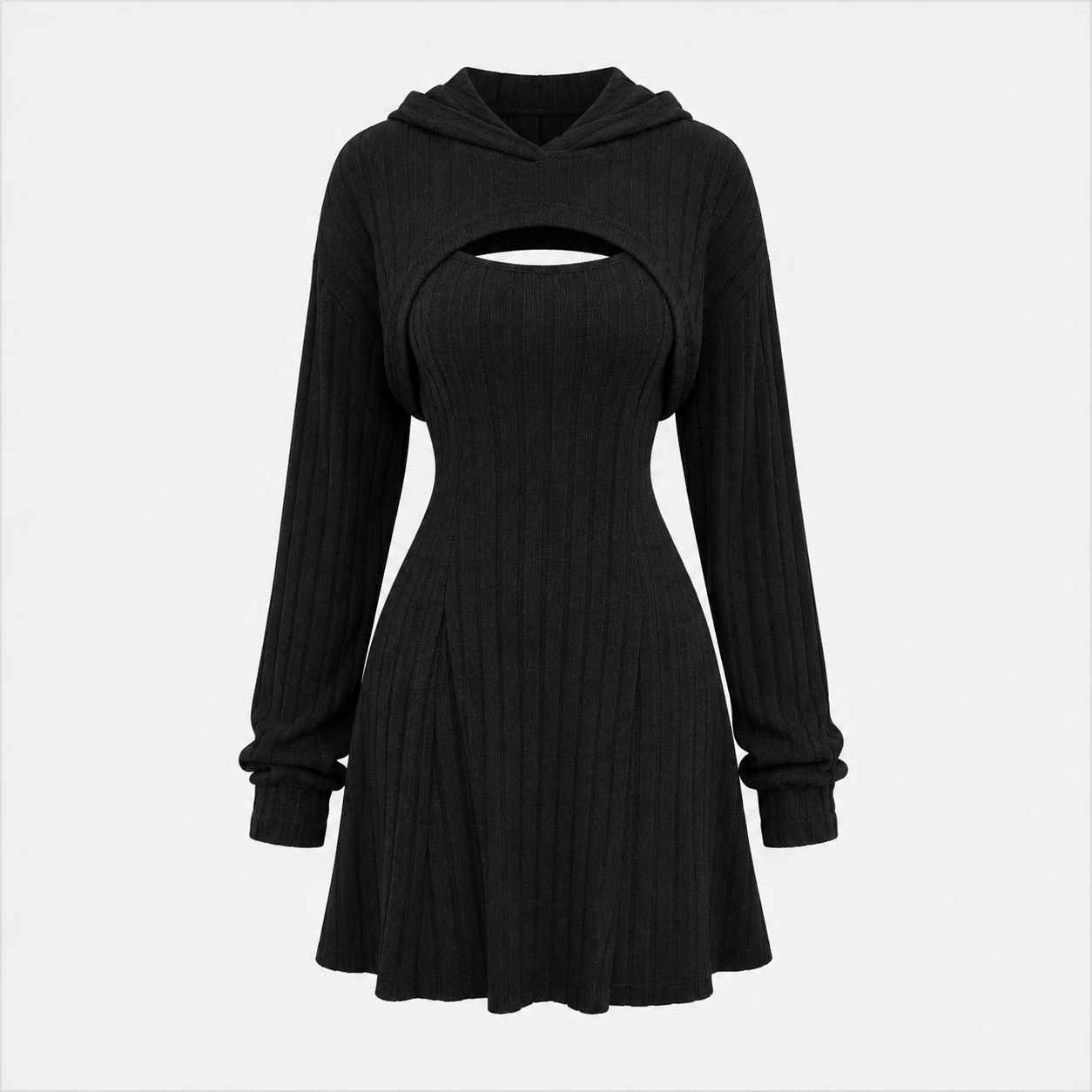 Emily Jones | Hooded Ribbed Knit Mini Dress Set