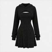 Emily Jones | Hooded Ribbed Knit Mini Dress Set