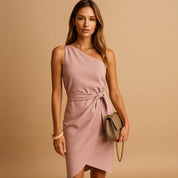 Emily Ford | One-Shoulder Tie Waist Mini Dress