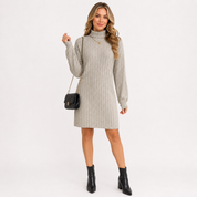 Emma Jones | Ribbed Turtleneck Knit Mini Dress