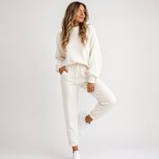 Emma White | Cream Knit Two-Piece Loungewear Set