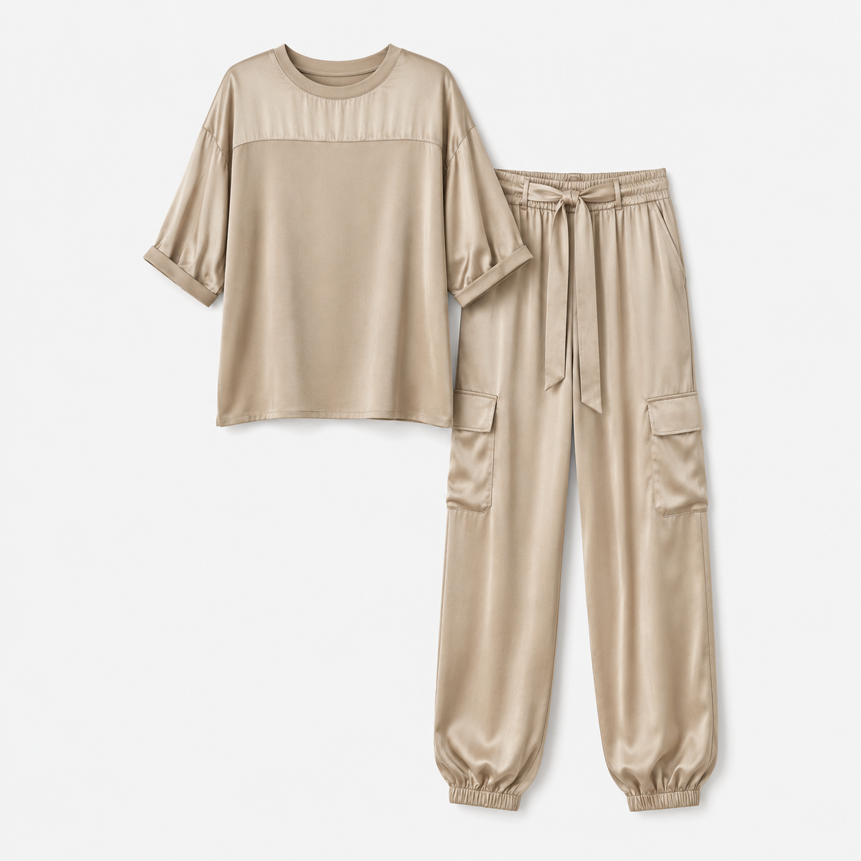 Emmeline Grant | Silky Satin Cargo Lounge Set