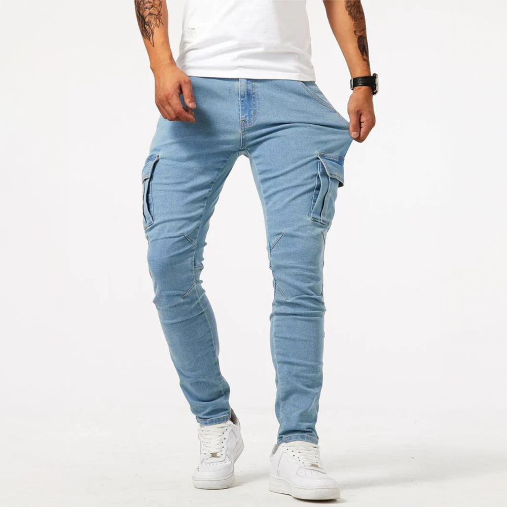 Enzo Bellini | Slim Fit Cargo Denim Trousers For Men