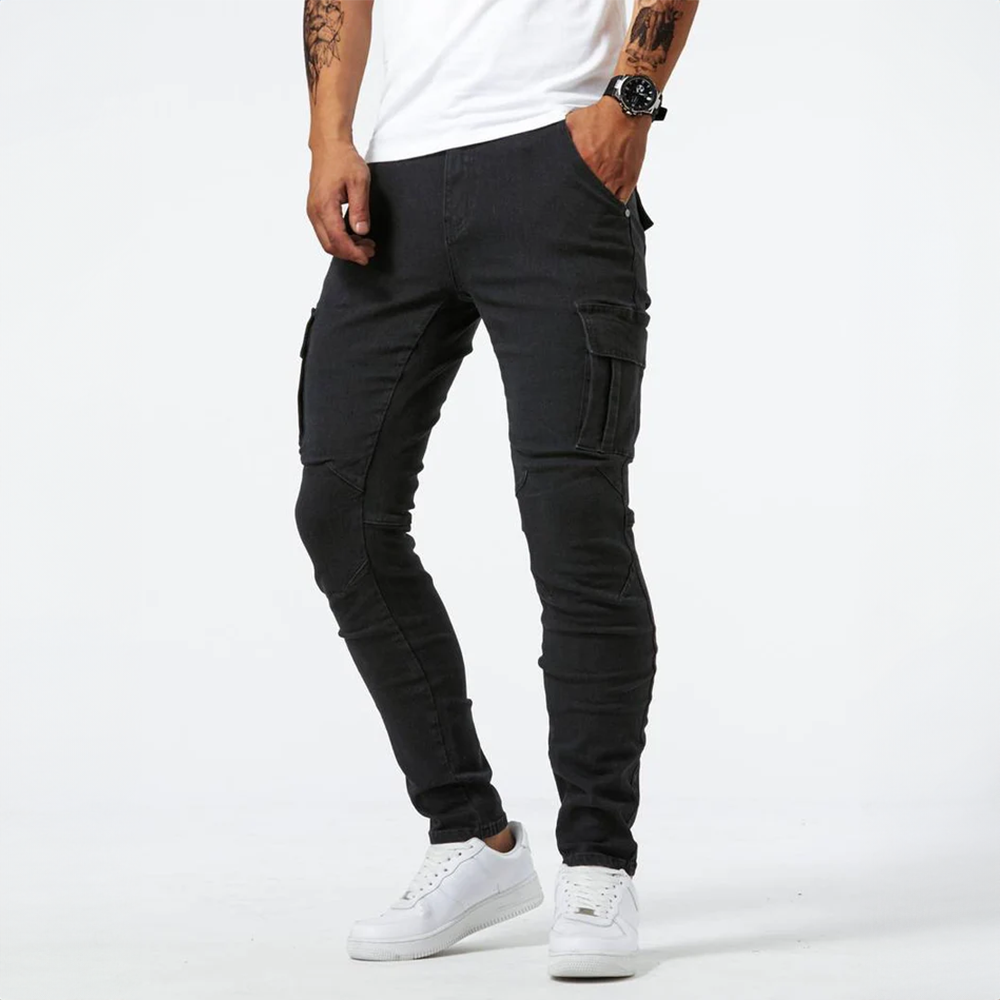 Enzo Bellini | Slim Fit Cargo Denim Trousers For Men