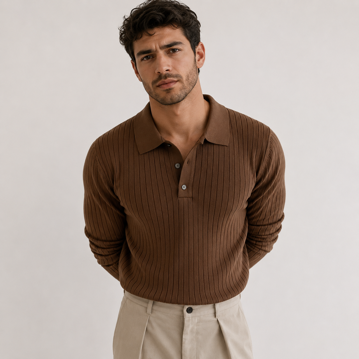 Ethan Cole | Ribbed Polo Shirt For Men