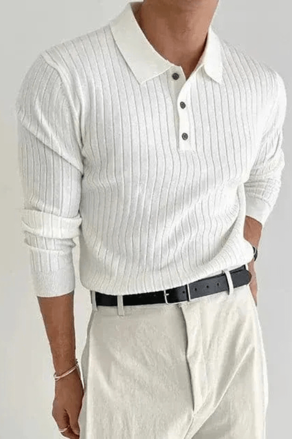 Ethan Cole | Ribbed Polo Shirt For Men