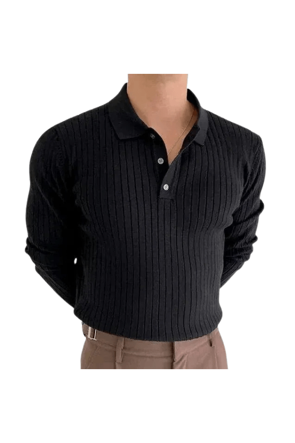 Ethan Cole | Ribbed Polo Shirt For Men