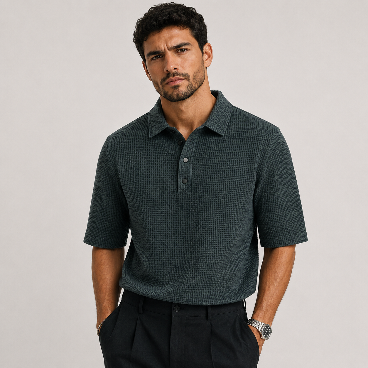 Ethan Cole | Textured Polo Shirt For Men