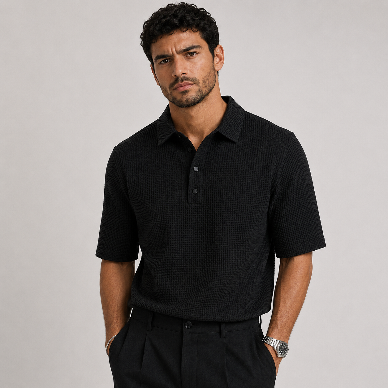 Ethan Cole | Textured Polo Shirt For Men