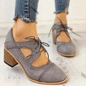 Evelina Beaumont | Lace-Up Block Heels