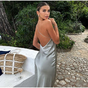 Evelyn Marlowe | Sleeveless Elegant Maxi Dress with Open Back
