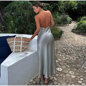 Evelyn Marlowe | Sleeveless Elegant Maxi Dress with Open Back